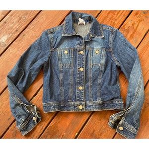 Ann Taylor LOFT Women Blue 100% Cotton Denim Jean Jacket Small NICE